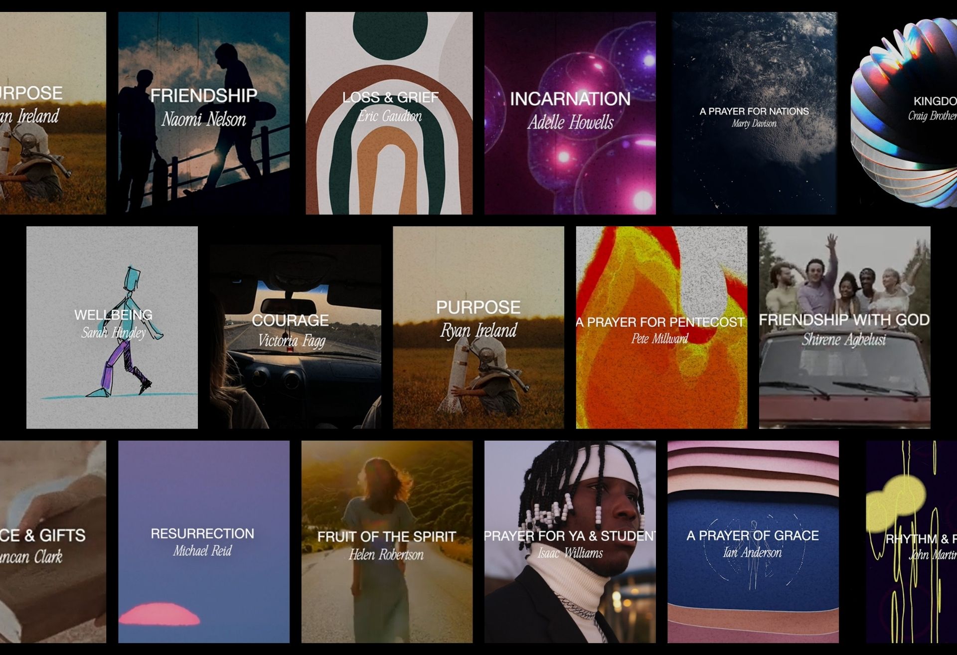 Image grid with example frames from prayer videos